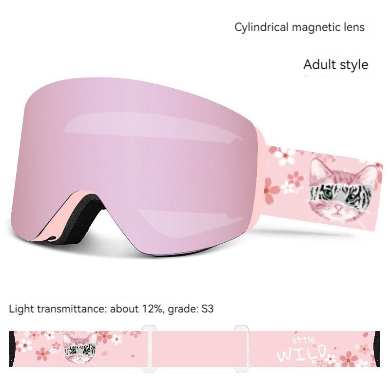 Magnetic Double - Layer Anti Fog Ski Goggles - Easy Strap