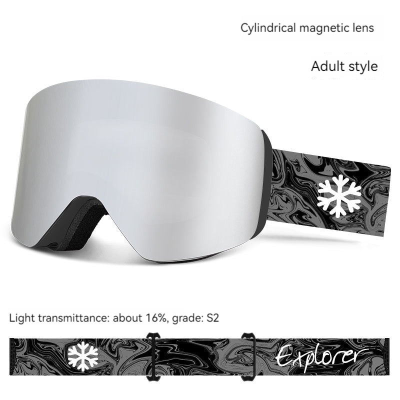 Magnetic Double - Layer Anti Fog Ski Goggles - Easy Strap